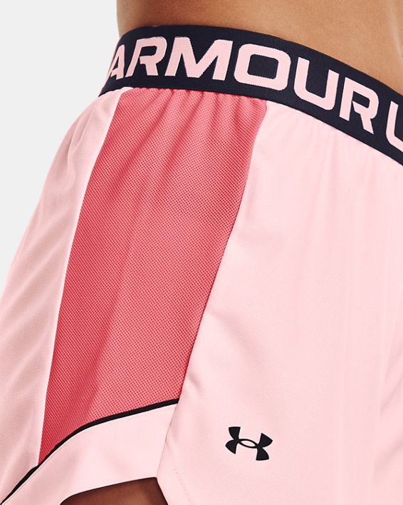 Women's UA Play Up Side Mesh Shorts, Pink, pdpMainDesktop image number 3